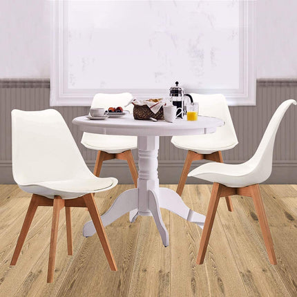 White Padded Shell Dining Chairs-0