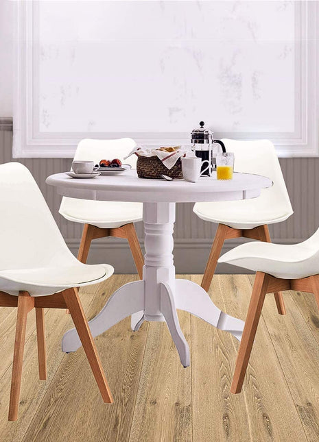 White Padded Shell Dining Chairs-0