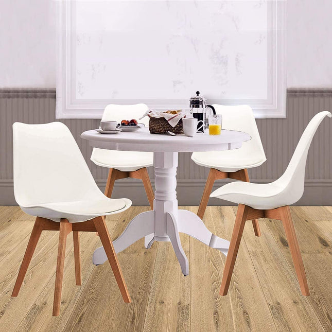 White Padded Shell Dining Chairs-0