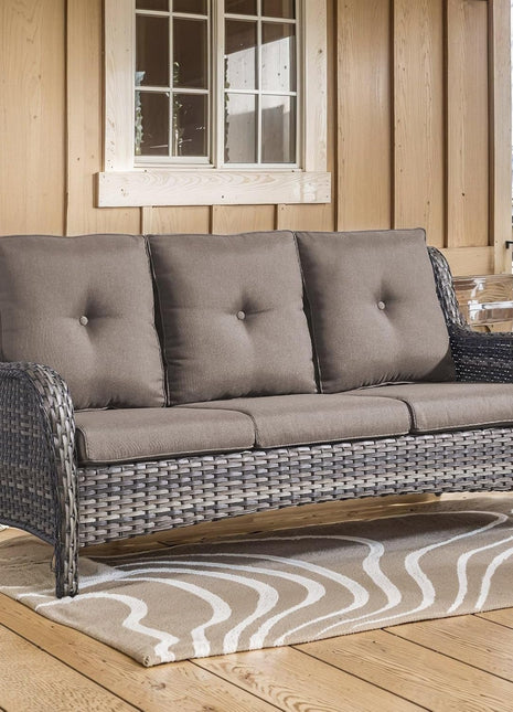 Outdoor Furniture 3-Seater Rattan Sofa Patio Wicker Sofa Couch Furniture Set with Washable Cushions-0