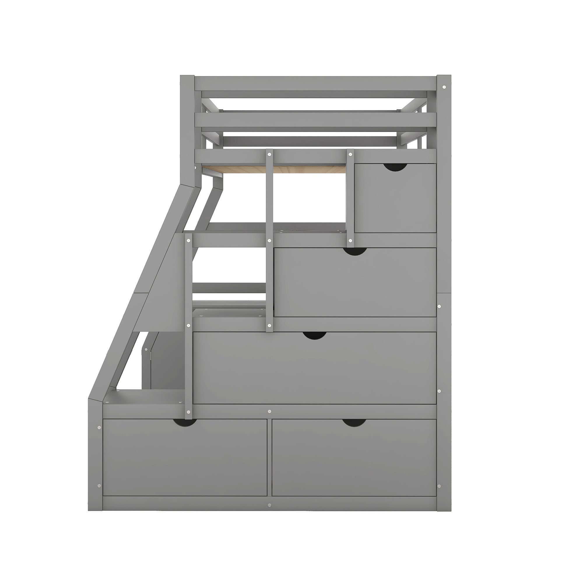 Twin Size Loft Bed with 7 Drawers 2 Shelves and Desk