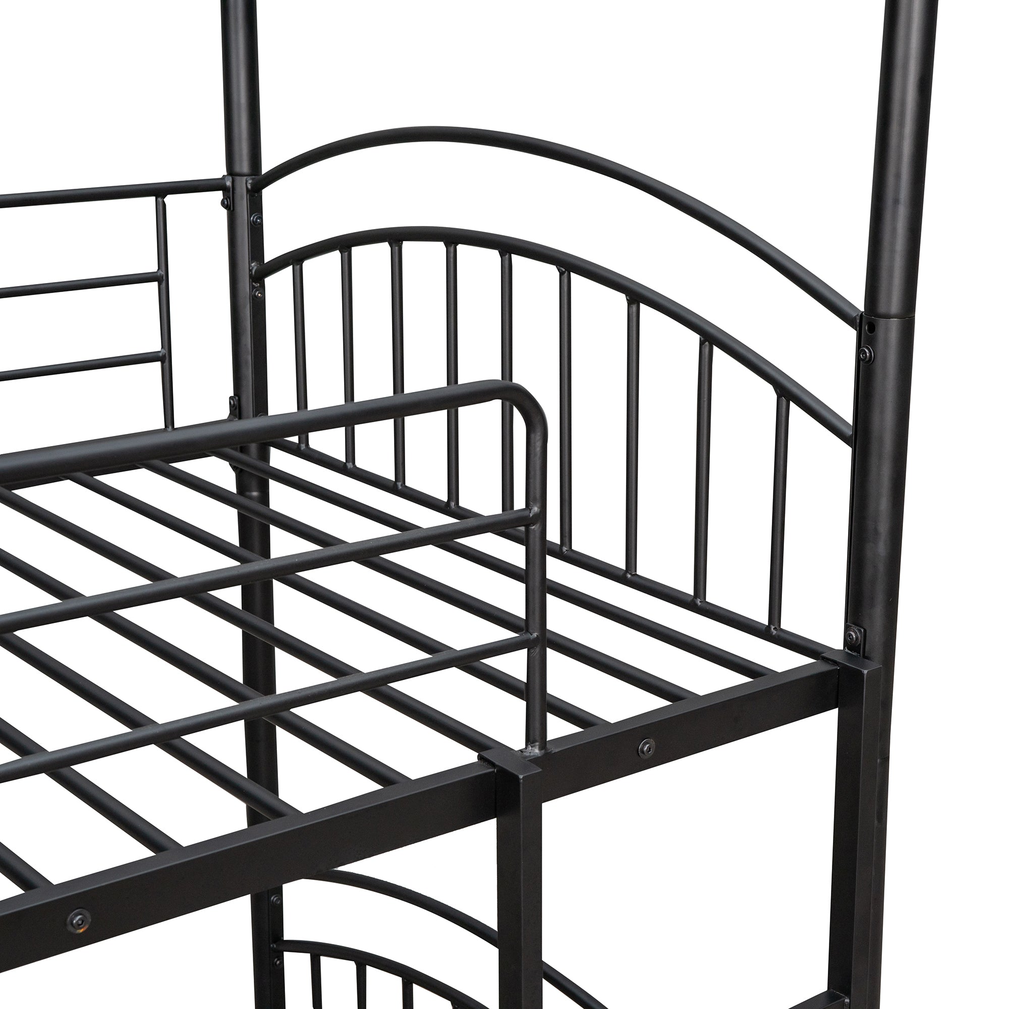 Twin Over Twin Metal Bunk Bed With Slide, Kids House Bed