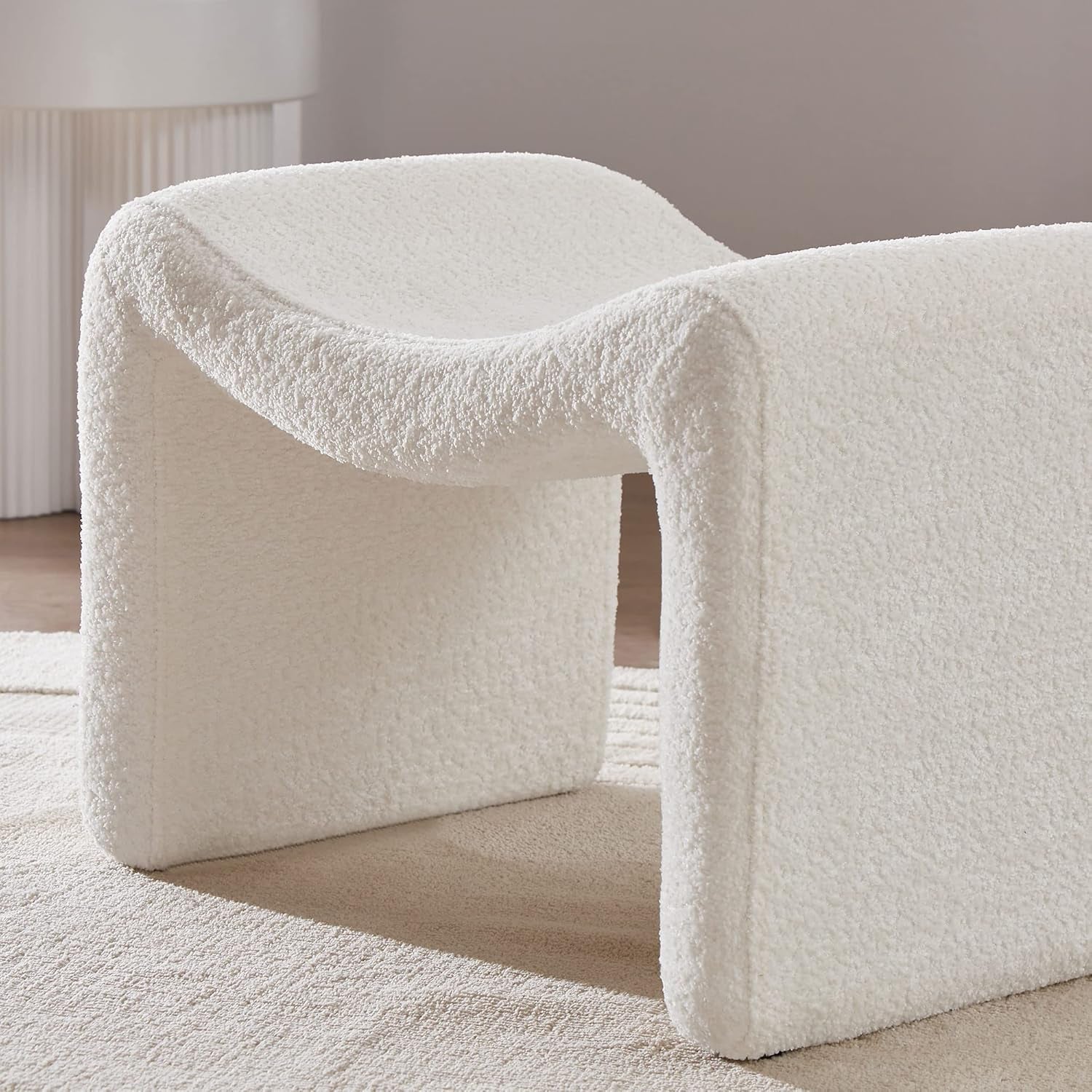 White textured sofa in a minimalistic room