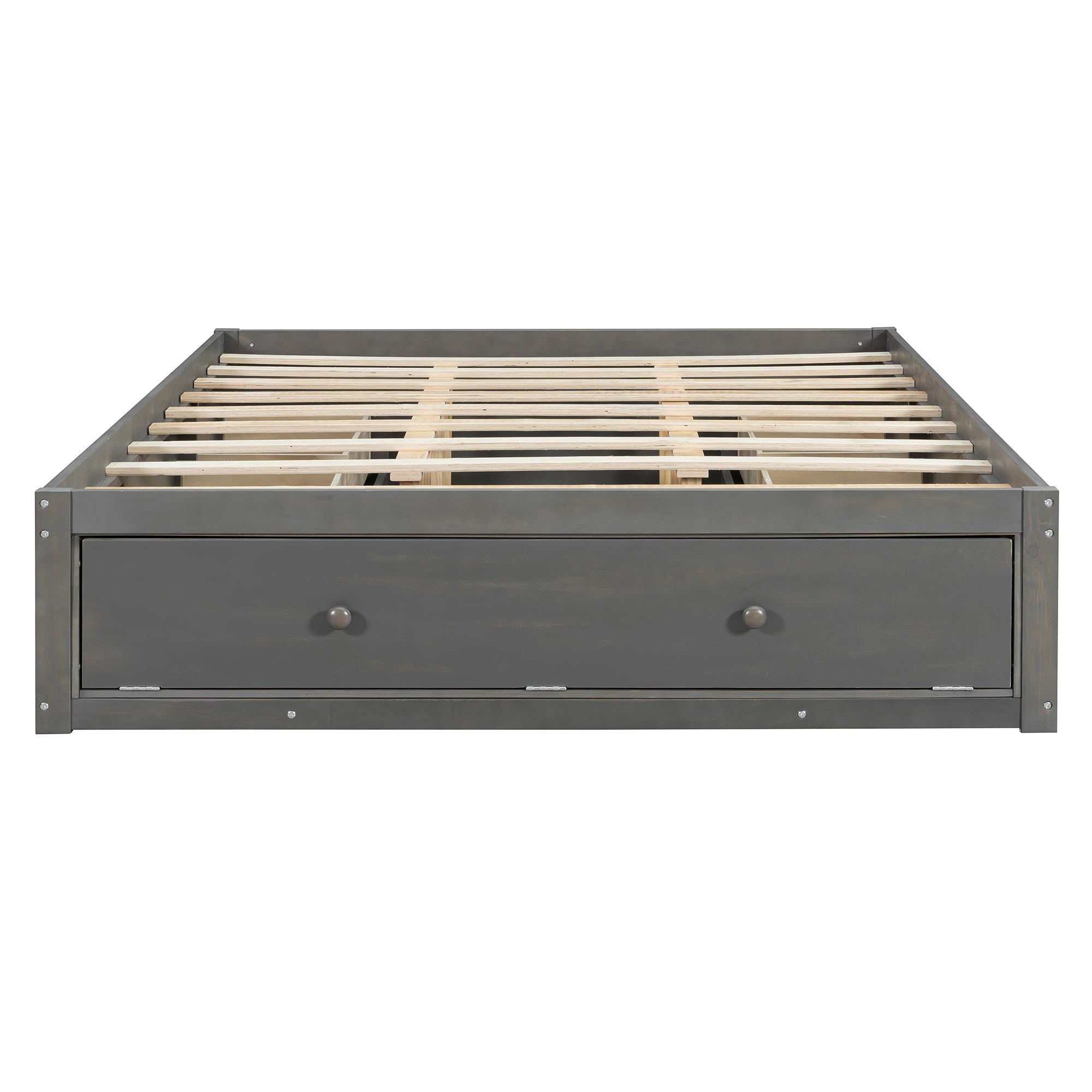 Platform Bed Frame with 4 Storage Drawers and Hydraulic Lift Footboard