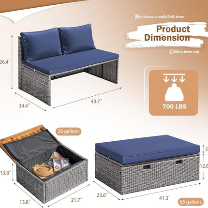 Comfortable Multifunctional Outdoor Day Bed with Side Tables-4
