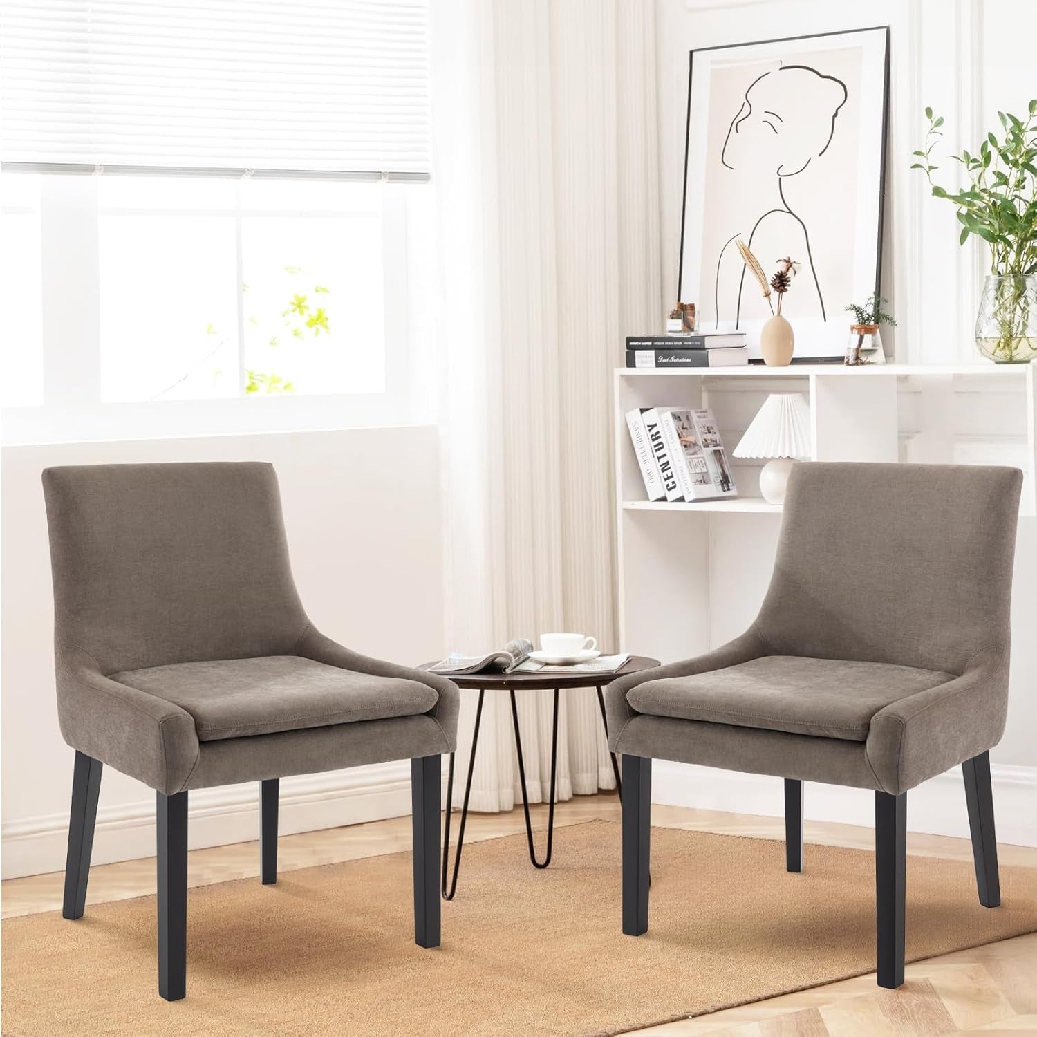 Hardy Haus Luxurious Camel Upholstered Dining Chairs with Wood