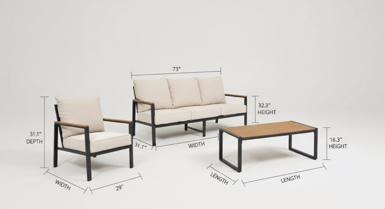 Stylish Four Piece Outdoor Patio Furniture Conversation Set-1