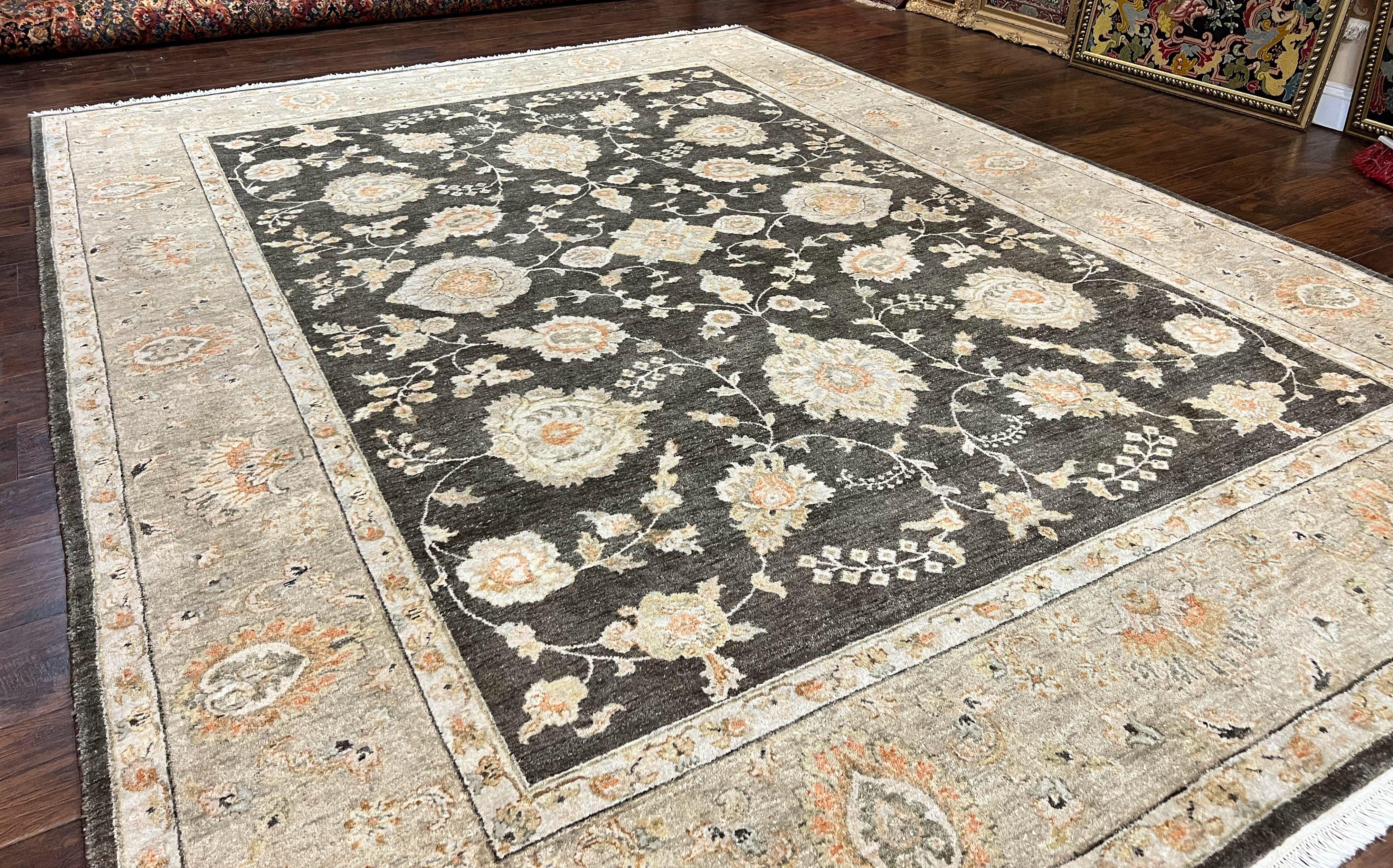 Floral patterned rug on a wooden floor
