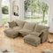 Slipcovered U Shape Sectional Deep Seat Sofa Couch, 3 Seater Sofa with French Edges Design Multiple Big Pillows, Modular Deep Seat Sectional Sofa Comfy Cloud Couch for Living Room, Apartment, Camel-0