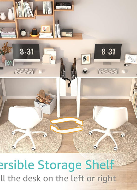 White L Shaped Computer Desk with Power Outlet Shelves, 40 Inch Small Corner Desk for Small Space Home Office, L-Shaped Desk PC Desks, White-4