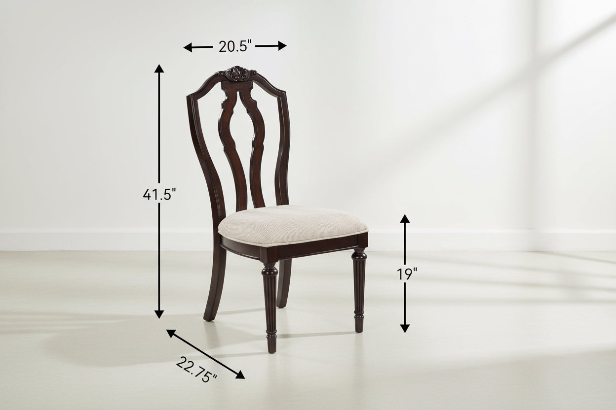 Dining chair with dimensions labeled on a white background