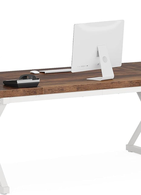 70.8-Inch Large Executive Desk, Modern Computer Office Desk, Wooden Writing Desk Study Table for Home Office-0
