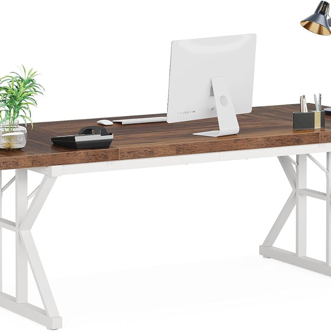 70.8-Inch Large Executive Desk, Modern Computer Office Desk, Wooden Writing Desk Study Table for Home Office-0