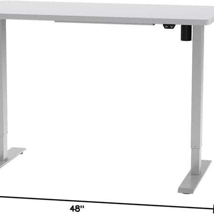 EN1 One-Piece Standing Desk, 48 X 24 Inches Solid Desktop Height Adjustable Desk, Electric Sit Stand up Desk Home Office Desks (White Frame + White Desktop)-2