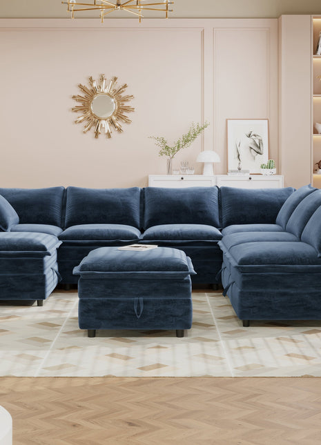 Mirod Versatile 8-Piece Modular Sofa Bed with Storage,Stylish Faux Double-Layer Cushions,Comfortable & Durable Design,Perfect for Any Living Space-1