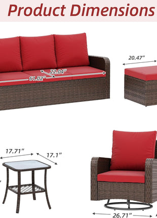 6 Piece Patio Furniture Set with Swivel Chairs-2