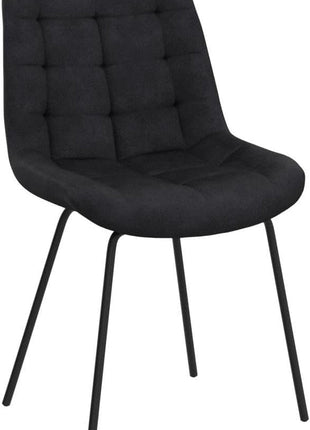 Velvet Dining Chairs, Upholstered Reception Chairs, Tufted Accent Chair with Metal Legs for Home Kitchen, Living Room, Set of 2, Black-3