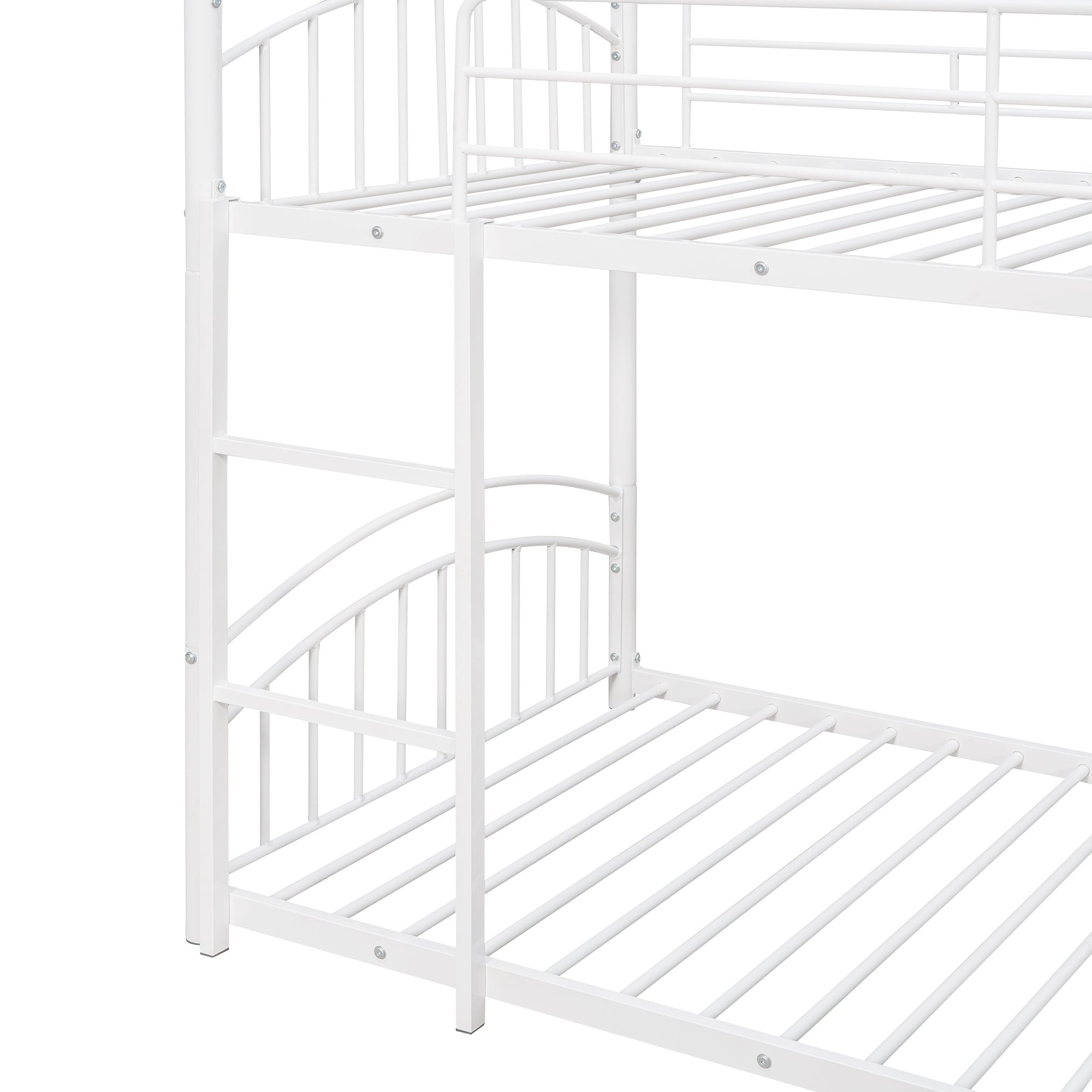 Twin Over Twin Metal Bunk Bed With Slide, Kids House Bed