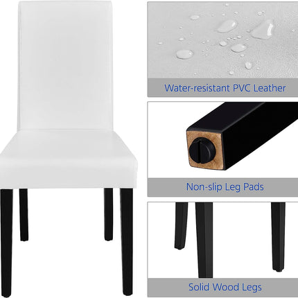 Set of 4 Modern Parson Chairs, Faux Leather, White-3