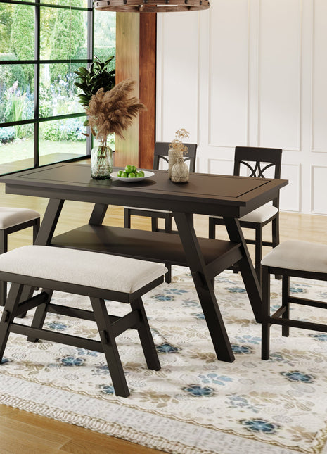 6-Piece Wood Counter Height Dining Table Set-1