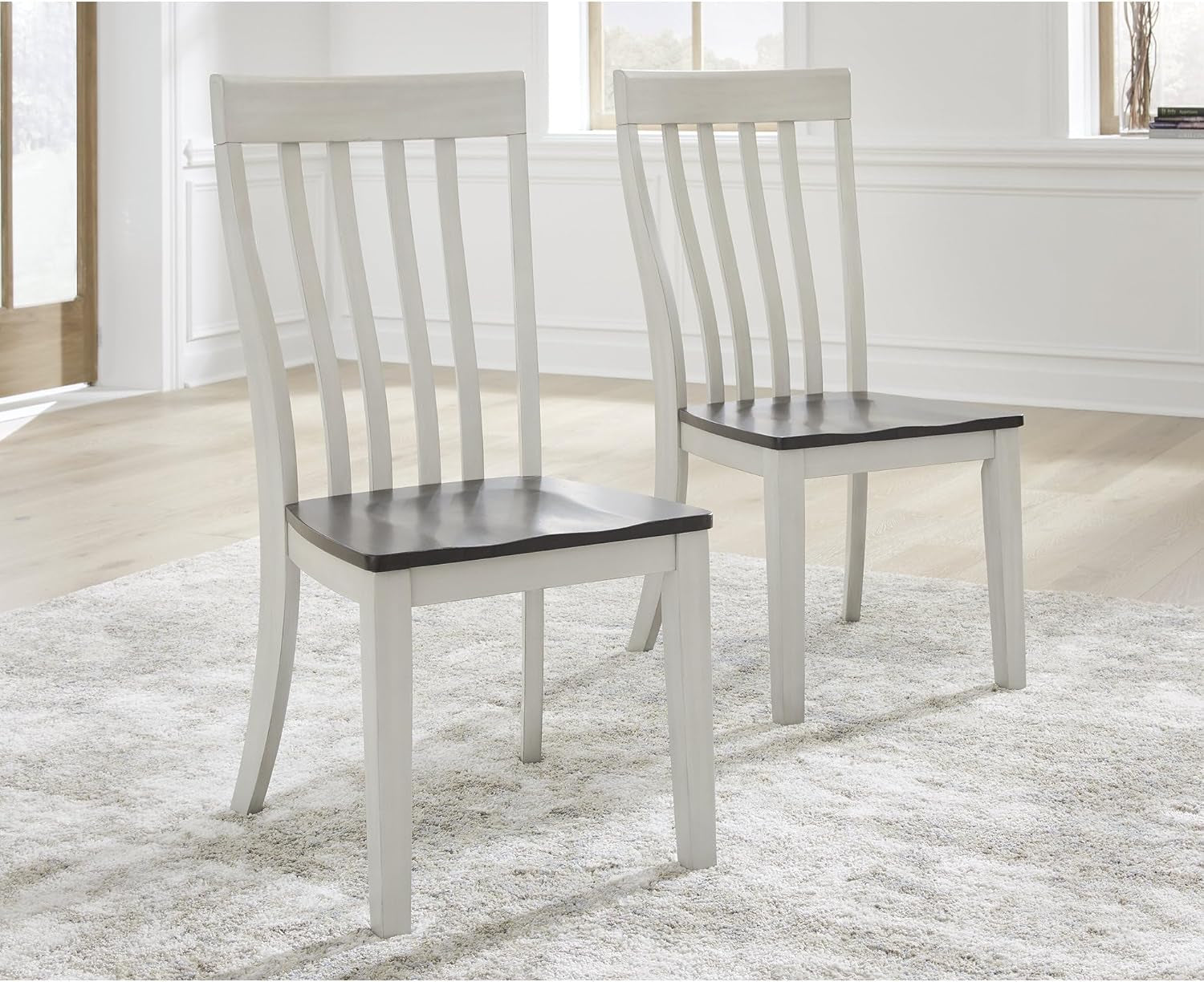 Hardy Haus Armless Dining Chairs Contoured Seating White Gray – Set of 2