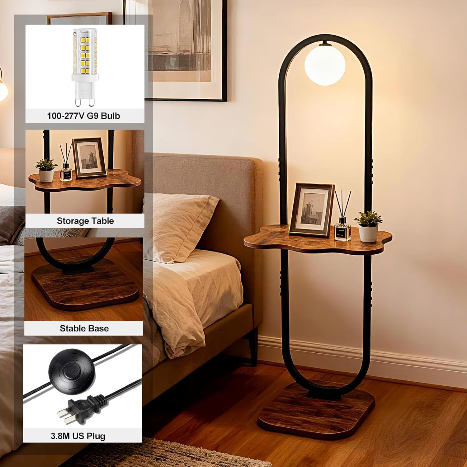 Floor Lamp Featuring Integrated Table