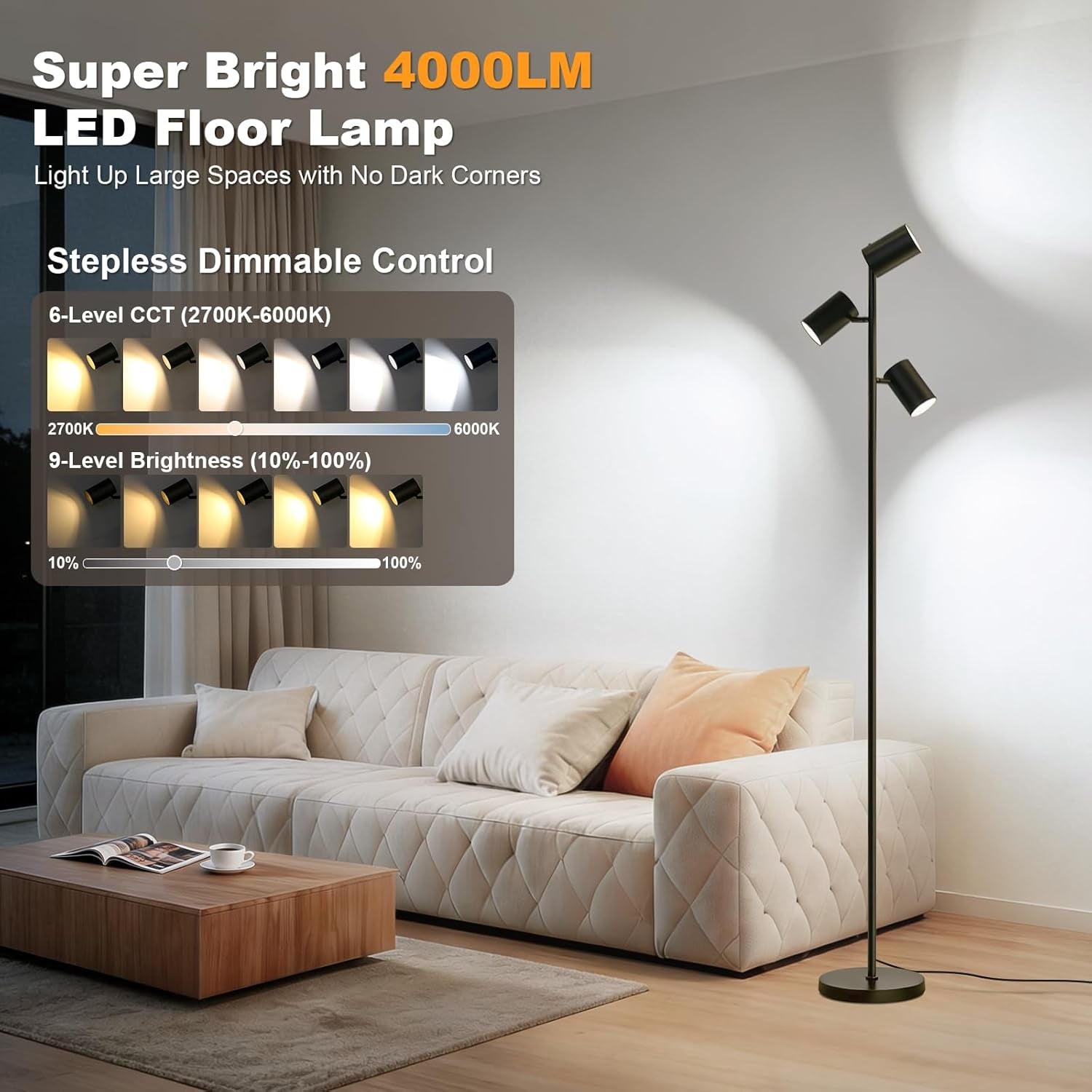 Floor Lamp With Remote Dimmable