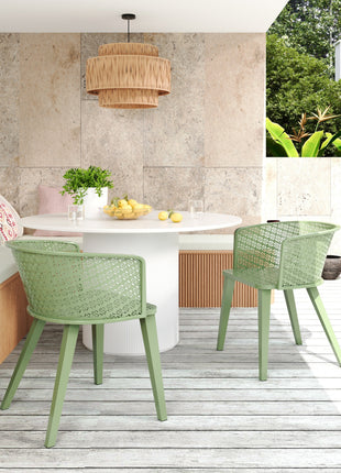 Milan Outdoor Dining Chair Set of 2 in Green Iron with Modern Design and Comfortable Dimensions-1