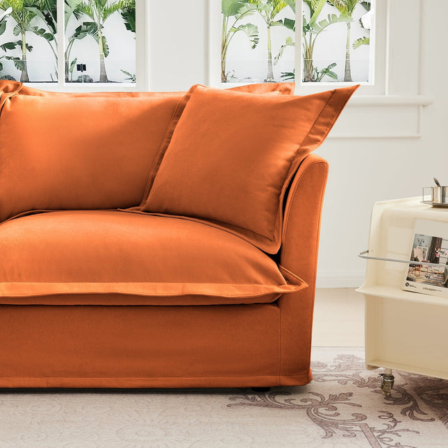 Living Room Sofa Slipcovered Sofa 3 Seater Sofa With 3 Ottomans, Oversized 3-Seat Sleeper Sofa Bed