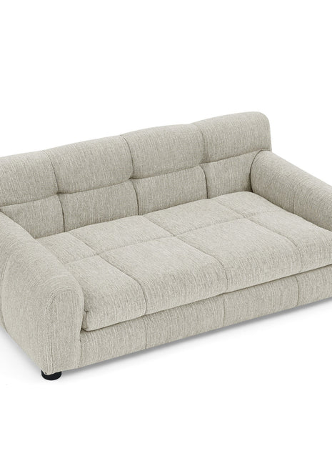 Modern Beige Pet Sofa with Backrest and Armrests, Linen Fabric for Medium and Large Dogs