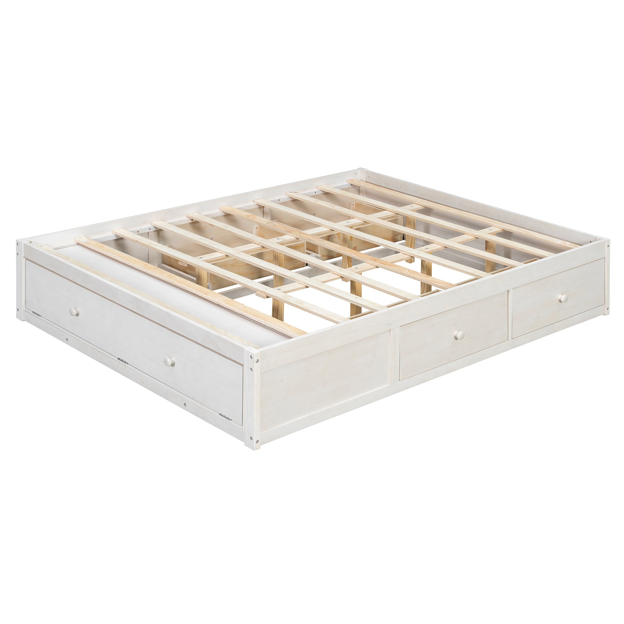 Platform Bed Frame with 4 Storage Drawers and Hydraulic Lift Footboard