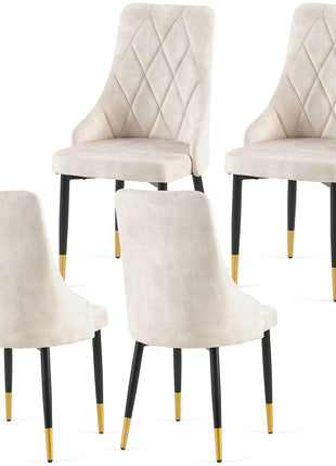 Set of 4 Beige Armless Dining Chairs-1