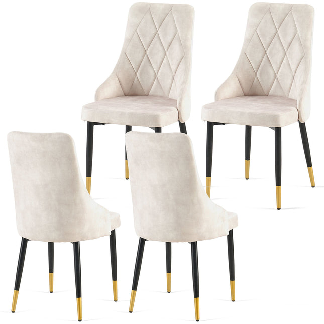 Set of 4 Beige Armless Dining Chairs-1