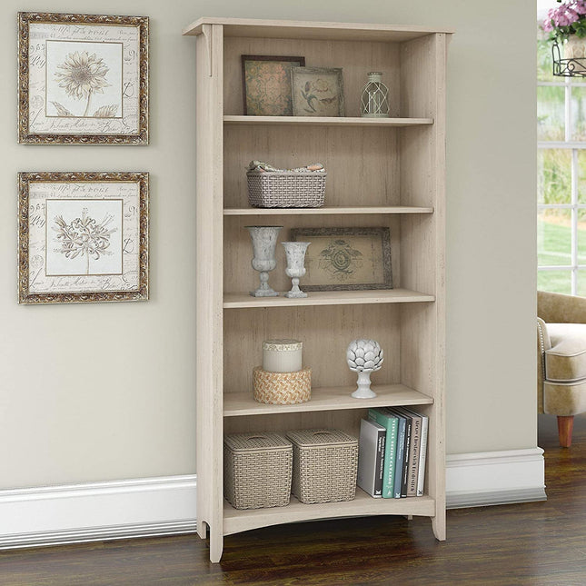 Antique White 5 Shelf Bookcase by Bush Furniture-0
