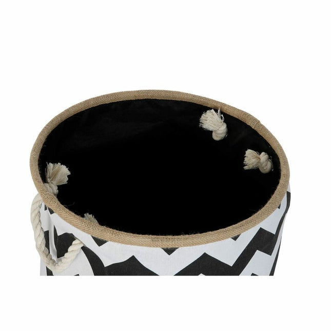 Decorative basket DKD Home Decor White Black Jute