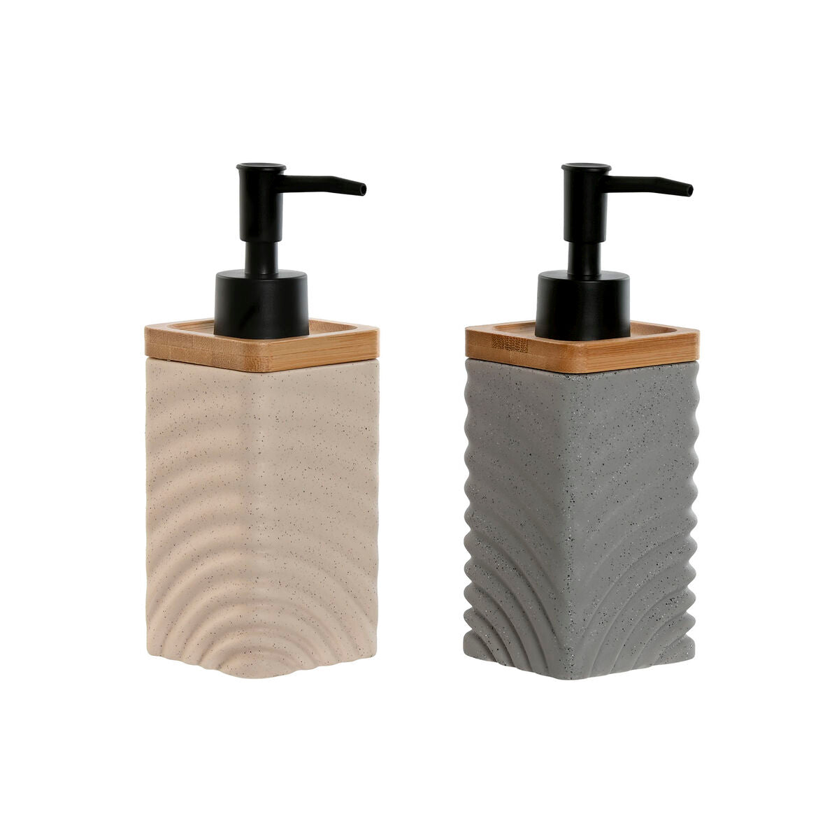 Soap Dispenser Home ESPRIT Black Grey Cream Bamboo Dolomite 320 ml (2 Units)-0
