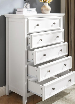 Modern 5 Drawers Dresser 5 Drawers Cabinet,Chest of Drawers Closet Organizers and Storage Clothes Storage Drawers Cabinet for Living Room, Farmhouse Dresser Organizer WHITE
