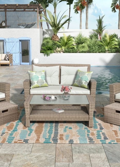 Set Of 4 Piece All Weather Wicker Patio Furniture-1