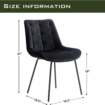 Velvet Dining Chairs, Upholstered Reception Chairs, Tufted Accent Chair with Metal Legs for Home Kitchen, Living Room, Set of 2, Black-1