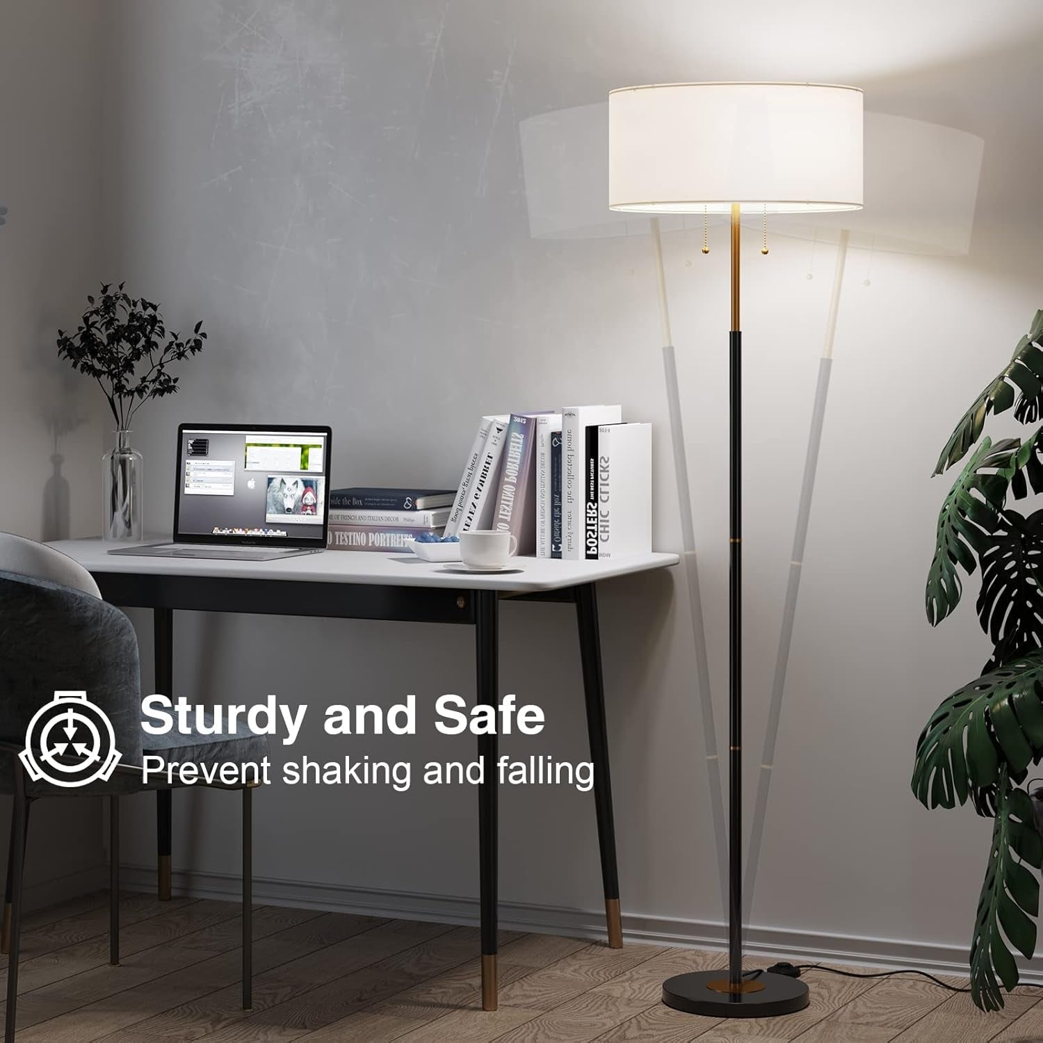 Contemporary Two Bulb Standing Floor Lamp Dimmable