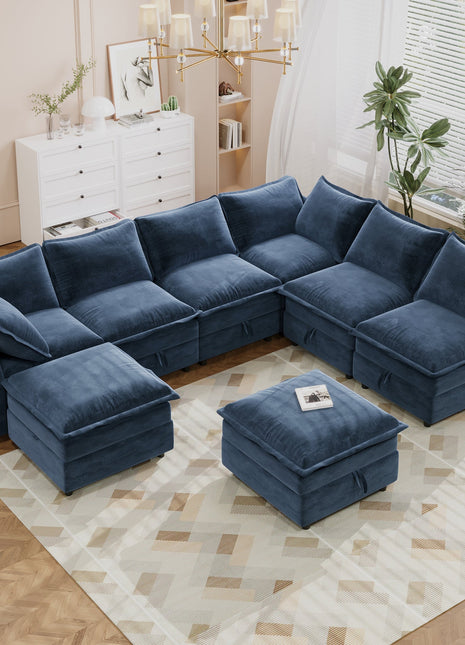 Mirod Versatile 8-Piece Modular Sofa Bed with Storage,Stylish Faux Double-Layer Cushions,Comfortable & Durable Design,Perfect for Any Living Space-0