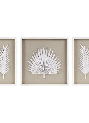Framed Rice Paper Palm Leaves 3-piece Shadowbox Wall Decor-0