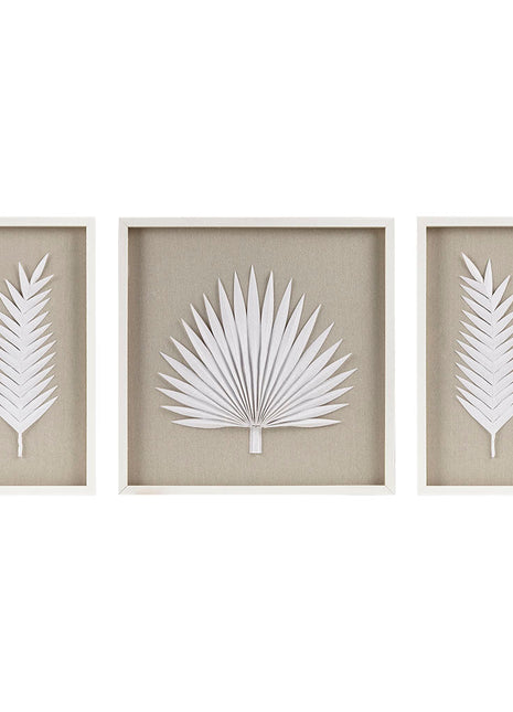 Framed Rice Paper Palm Leaves 3-piece Shadowbox Wall Decor-0