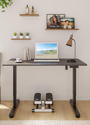 47.2 Inch Electric Standing Desk, Height Adjustable Sit Stand Up, Wood Desktop, Work Home Office Computer PC Table, Tall Standup Workstation, Gaming Writing Study Bedroom Rising Desks, Black-2