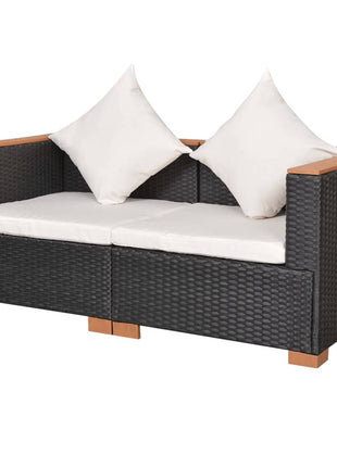 vidaXL Patio Sofa Poly Rattan Black