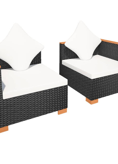 vidaXL Patio Sofa Poly Rattan Black