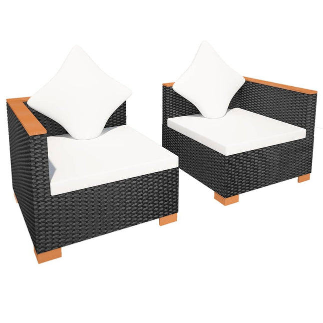 vidaXL Patio Sofa Poly Rattan Black