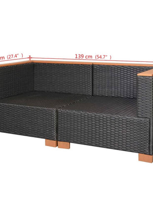 vidaXL Patio Sofa Poly Rattan Black