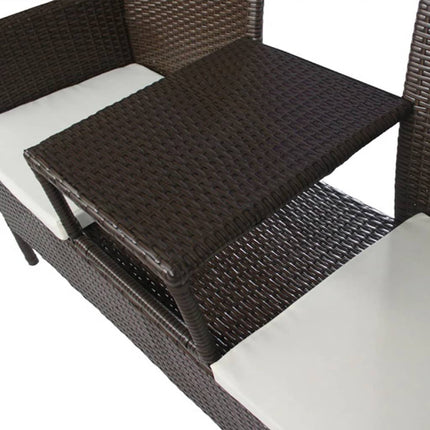 vidaXL 2-Seater Patio Sofa Outdoor Bistro Set Sofa with Tea Table Poly Rattan