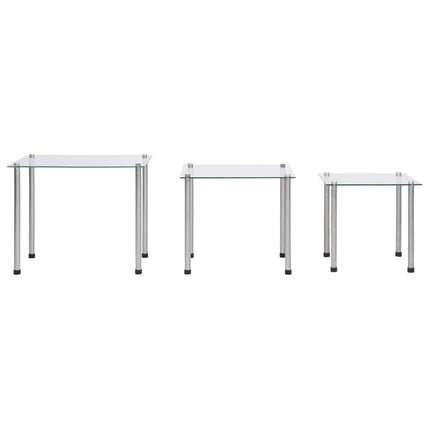 vidaXL Nesting Tables 3 pcs Transparent Tempered Glass-3